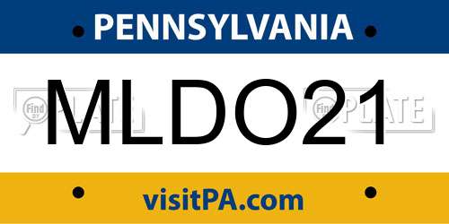 MLDO21 Pennsylvania License Plate