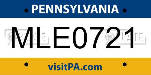 MLE0721 Pennsylvania License Plate