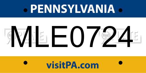 MLE0724 Pennsylvania License Plate