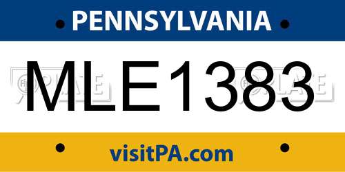 MLE1383 Pennsylvania License Plate