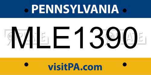 MLE1390 Pennsylvania License Plate