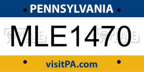 MLE1470 Pennsylvania License Plate