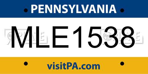 MLE1538 Pennsylvania License Plate