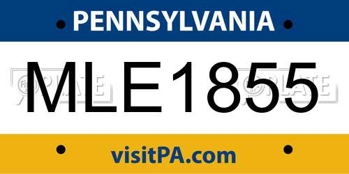 MLE1855 Pennsylvania License Plate