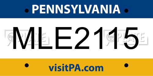 MLE2115 Pennsylvania License Plate