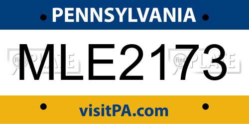 MLE2173 Pennsylvania License Plate