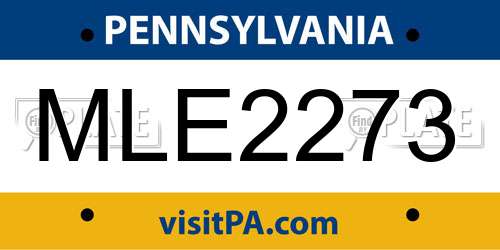 MLE2273 Pennsylvania License Plate