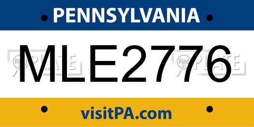 MLE2776 Pennsylvania License Plate