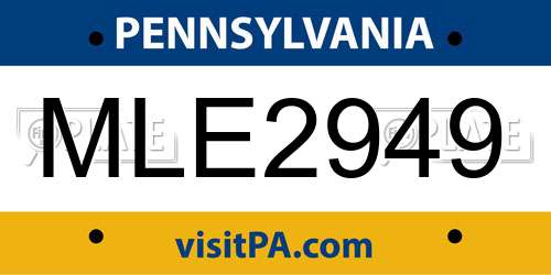 MLE2949 Pennsylvania License Plate