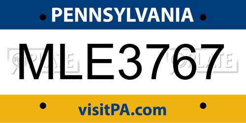 MLE3767 Pennsylvania License Plate
