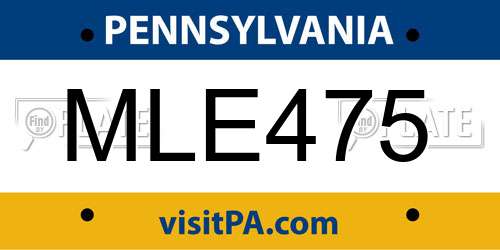 MLE475 Pennsylvania License Plate