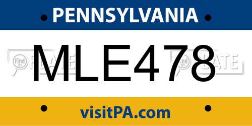 MLE478 Pennsylvania License Plate