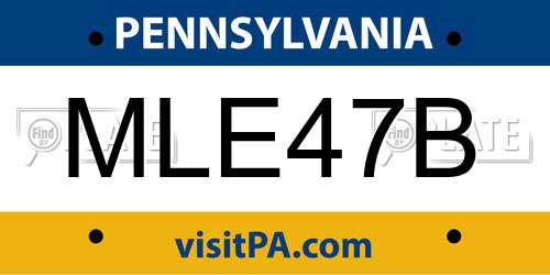 MLE47B Pennsylvania License Plate