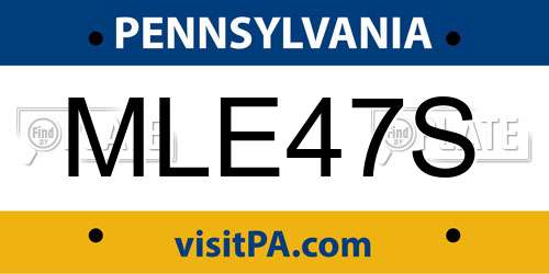 MLE47S Pennsylvania License Plate