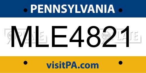 MLE4821 Pennsylvania License Plate