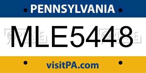 MLE5448 Pennsylvania License Plate