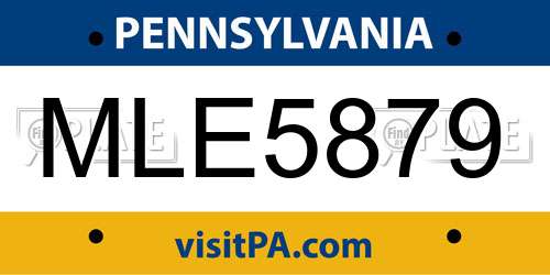 MLE5879 Pennsylvania License Plate