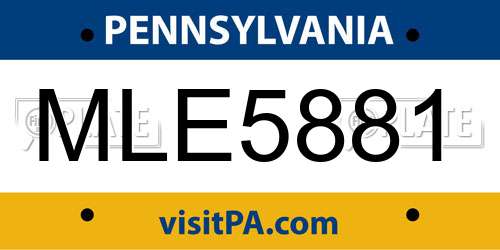 MLE5881 Pennsylvania License Plate