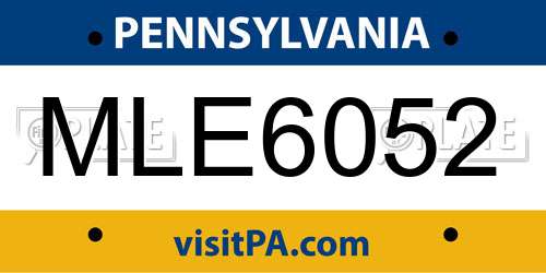 MLE6052 Pennsylvania License Plate