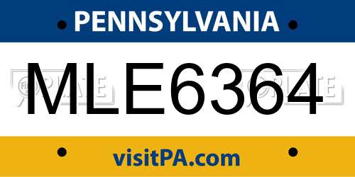 MLE6364 Pennsylvania License Plate