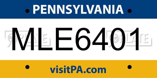 MLE6401 Pennsylvania License Plate