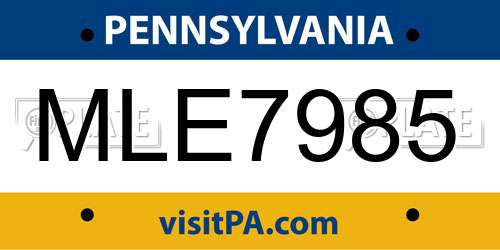 MLE7985 Pennsylvania License Plate