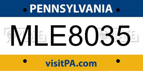 MLE8035 Pennsylvania License Plate