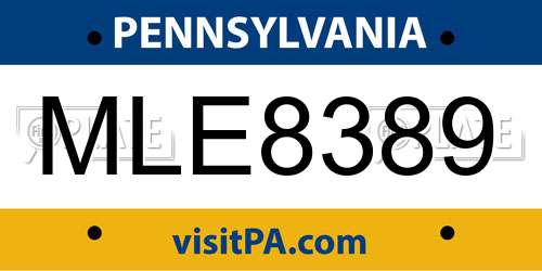 MLE8389 Pennsylvania License Plate