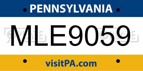 MLE9059 Pennsylvania License Plate