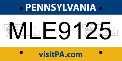 MLE9125 Pennsylvania License Plate