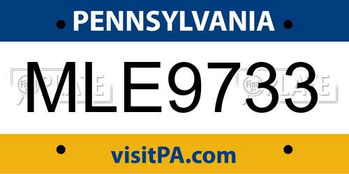 MLE9733 Pennsylvania License Plate