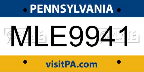 MLE9941 Pennsylvania License Plate