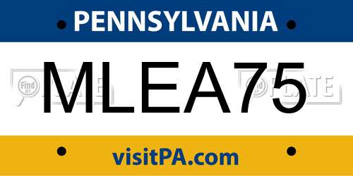 MLEA75 Pennsylvania License Plate