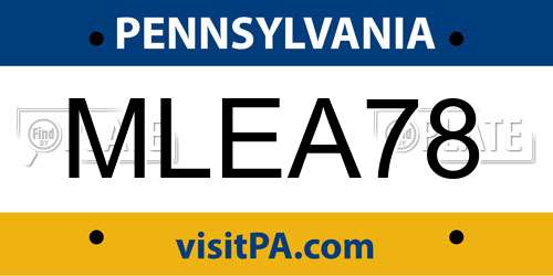 MLEA78 Pennsylvania License Plate