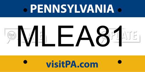 MLEA81 Pennsylvania License Plate