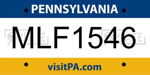 MLF1546 Pennsylvania License Plate