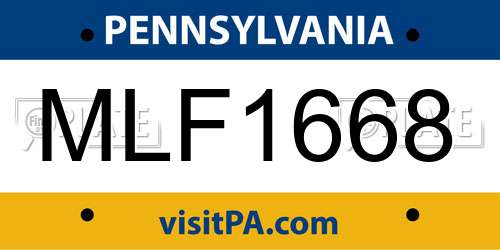 MLF1668 Pennsylvania License Plate