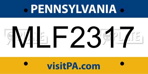 MLF2317 Pennsylvania License Plate