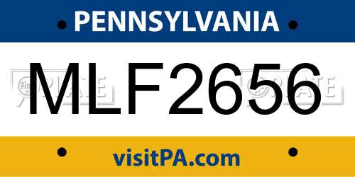 MLF2656 Pennsylvania License Plate