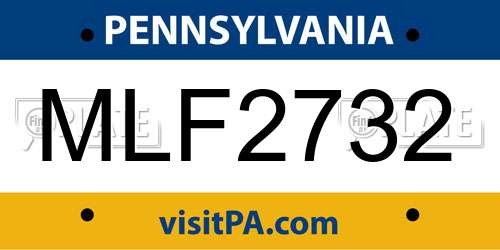 MLF2732 Pennsylvania License Plate