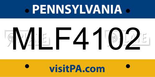 MLF4102 Pennsylvania License Plate