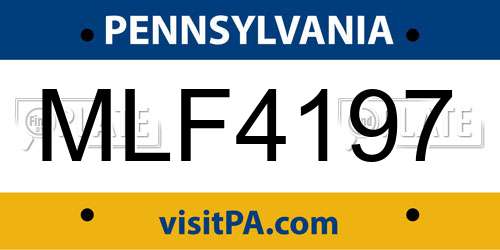 MLF4197 Pennsylvania License Plate