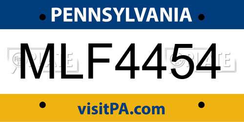 MLF4454 Pennsylvania License Plate