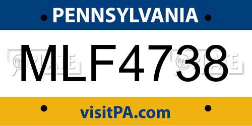 MLF4738 Pennsylvania License Plate