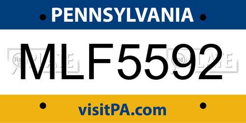 MLF5592 Pennsylvania License Plate