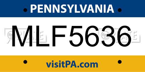 MLF5636 Pennsylvania License Plate