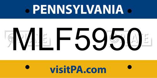 MLF5950 Pennsylvania License Plate