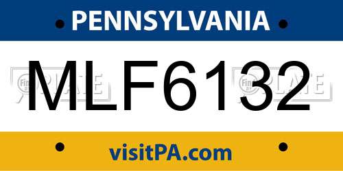 MLF6132 Pennsylvania License Plate