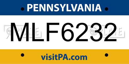 MLF6232 Pennsylvania License Plate