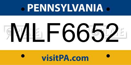 MLF6652 Pennsylvania License Plate